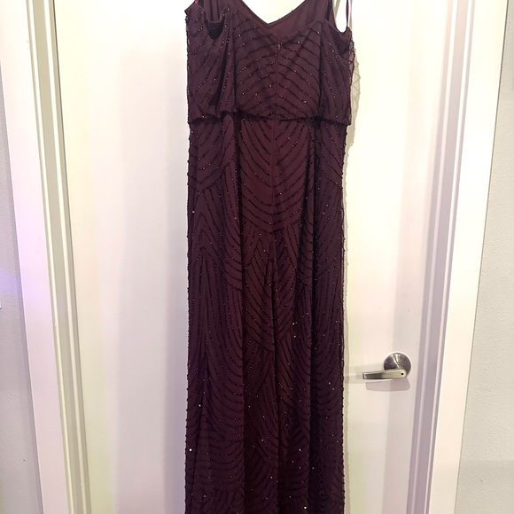 Long Evening Gown by Adrianna Papell - Beaded/Wine Colored - Picture 2 of 8